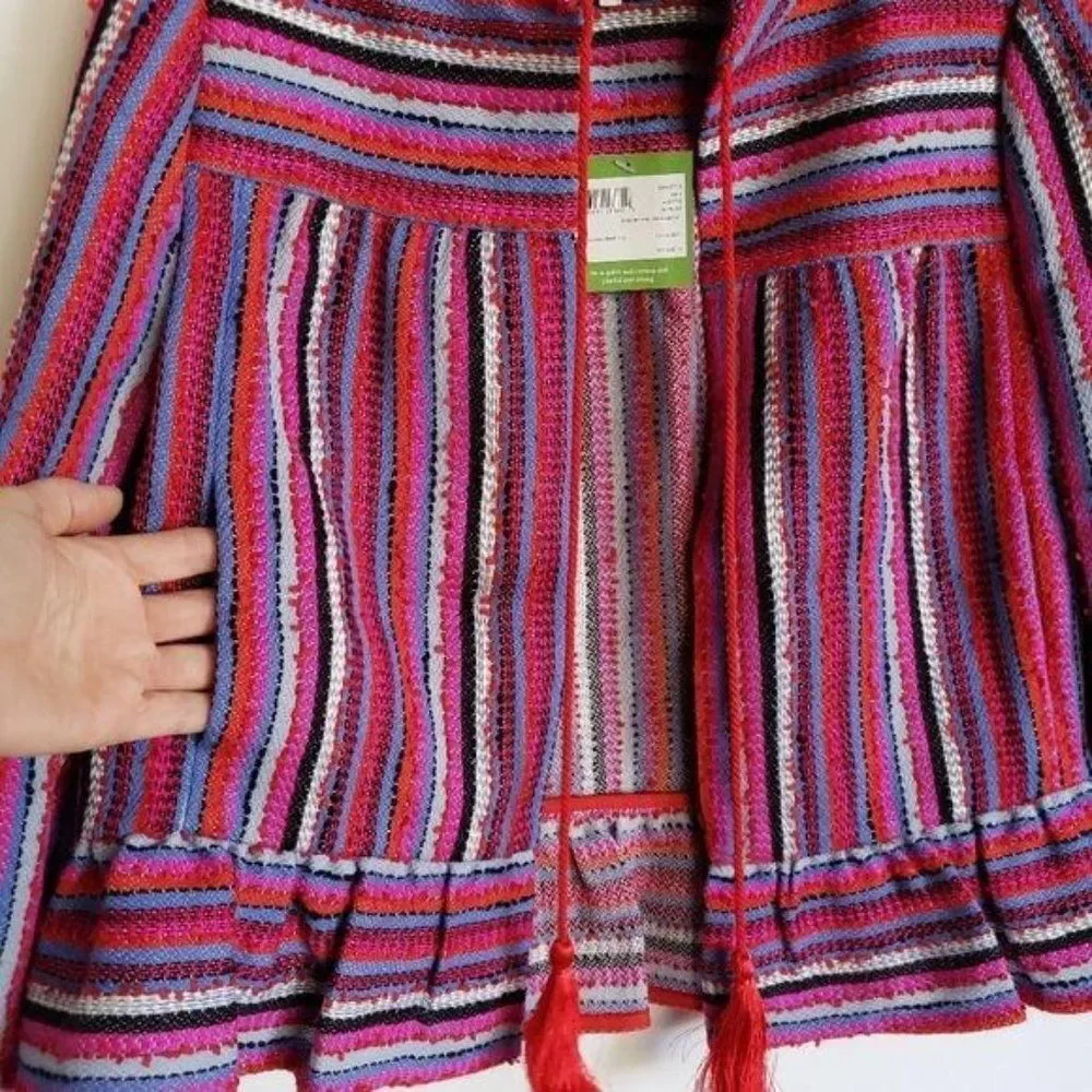 Kate Spade Striped Textured Tweed Peplum Jacket